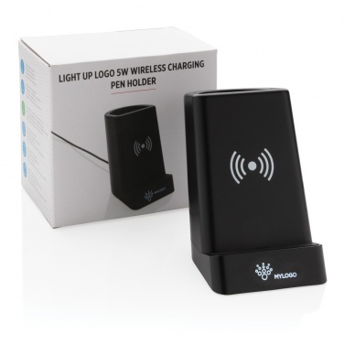 Logo trade promotional products image of: Light up logo 5W wireless charging pen holder